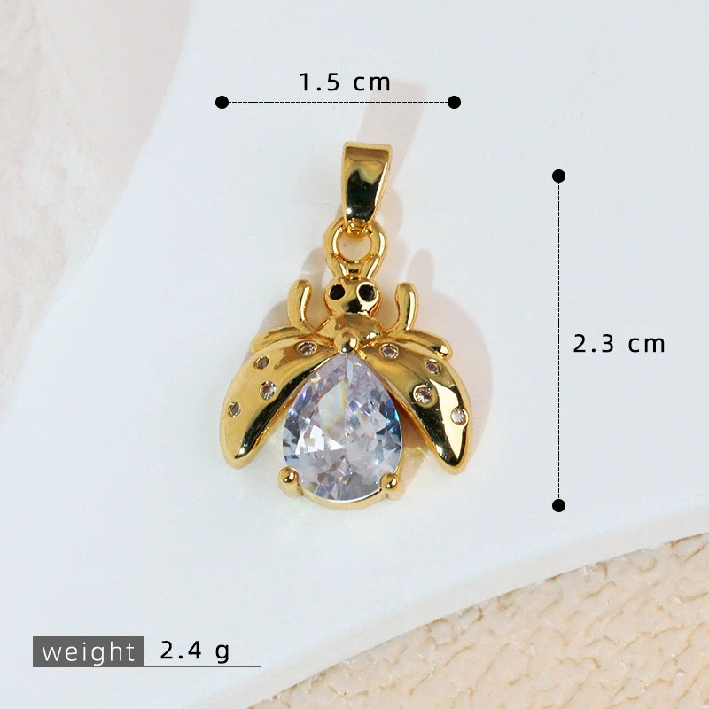Wholesale Jewelry Copper Cartoon Animal Insect Zirconia Mini Ladybird Pendant - Image 18