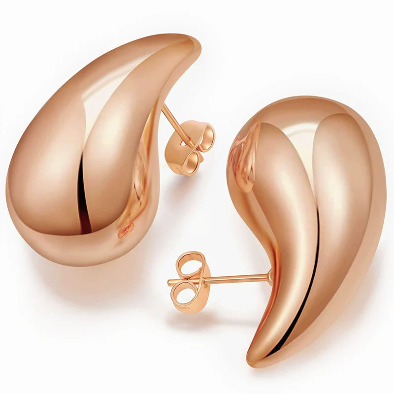Wholesale Jewelry Copper Drop Shape Electroplated Hollow Three Dimensional Women's Earrings - Image 5