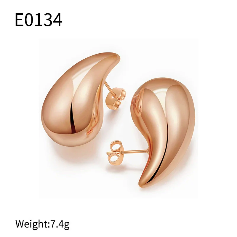 Wholesale Jewelry Copper Drop Shape Electroplated Hollow Three Dimensional Women's Earrings - Image 7
