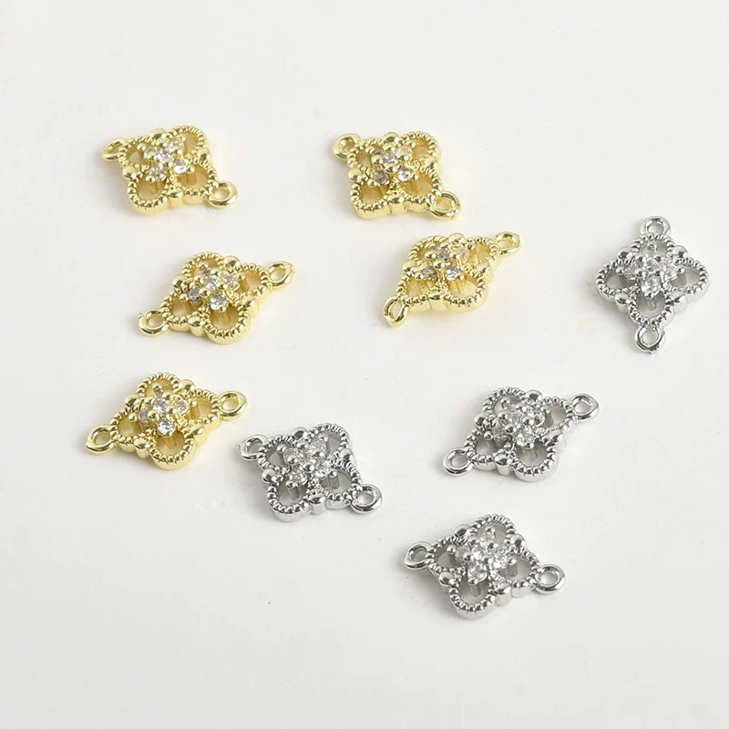 Wholesale Jewelry Copper Electroplated Four Leaf Flower Zircon Inlaid Pendant Bracelet Necklace Accessories - Image 4