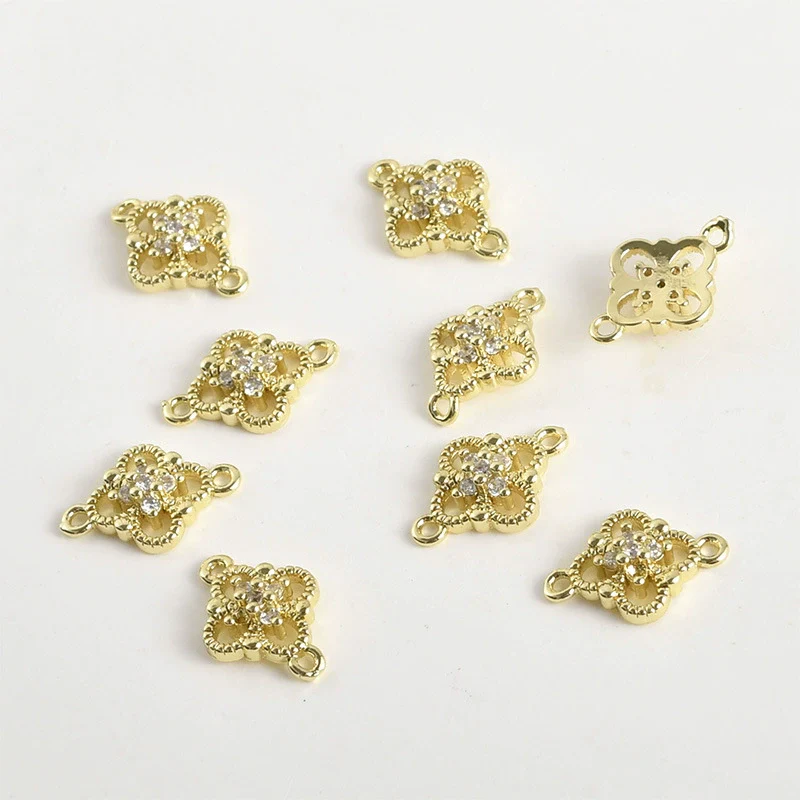 Wholesale Jewelry Copper Electroplated Four Leaf Flower Zircon Inlaid Pendant Bracelet Necklace Accessories - Image 6