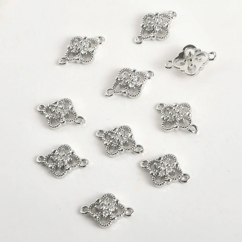 Wholesale Jewelry Copper Electroplated Four Leaf Flower Zircon Inlaid Pendant Bracelet Necklace Accessories - Image 7