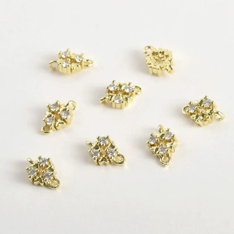 Wholesale Jewelry Copper Electroplated Four Leaf Flower Zircon Inlaid Pendant Bracelet Necklace Accessories - Image 8