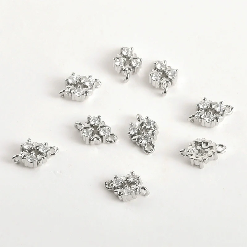Wholesale Jewelry Copper Electroplated Four Leaf Flower Zircon Inlaid Pendant Bracelet Necklace Accessories - Image 9