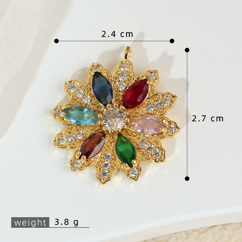Wholesale Jewelry Copper Flower And Leaf Micropaved Pendant For Women - Image 7