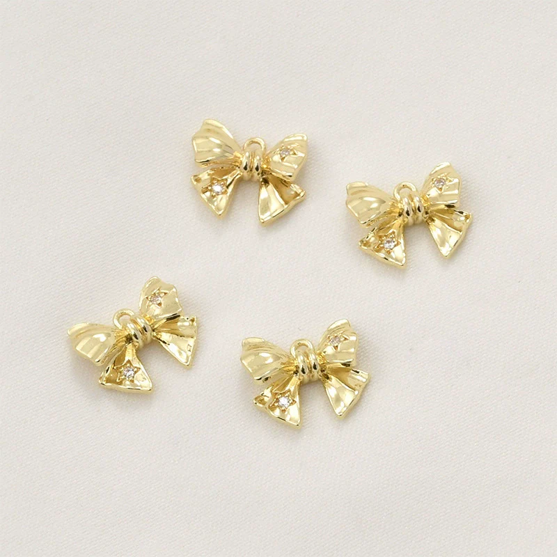 Wholesale Jewelry Copper Geometric Bow Inlaid Zircon Electroplated Pendant Accessories Material - Image 2