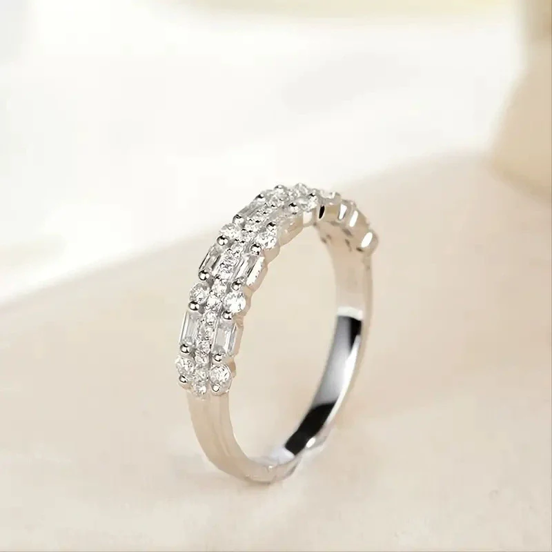 Wholesale Jewelry Copper Geometric Inlaid Zircon Multilayer Ring - Image 4