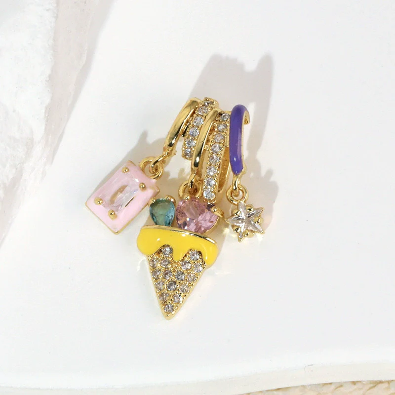 Wholesale Jewelry Copper Heart Rhombus Geometric Electroplated Tassel Pendant Necklace - Image 4
