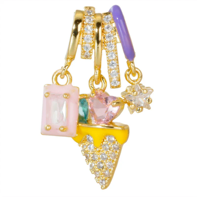 Wholesale Jewelry Copper Heart Rhombus Geometric Electroplated Tassel Pendant Necklace - Image 5