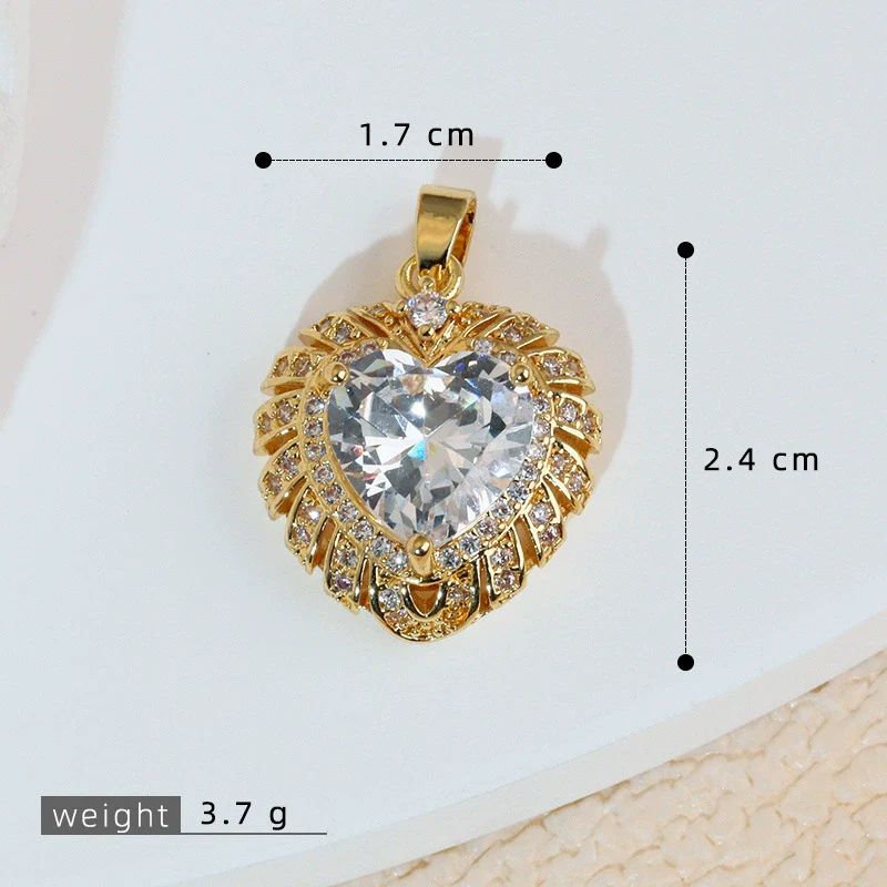 Wholesale Jewelry Copper Heart Shape Electroplating Love Zircon Single Pendant Necklace And Earrings For Women - Image 7