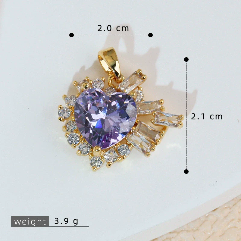 Wholesale Jewelry Copper Heart Shape Electroplating Love Zircon Single Pendant Necklace And Earrings For Women - Image 8