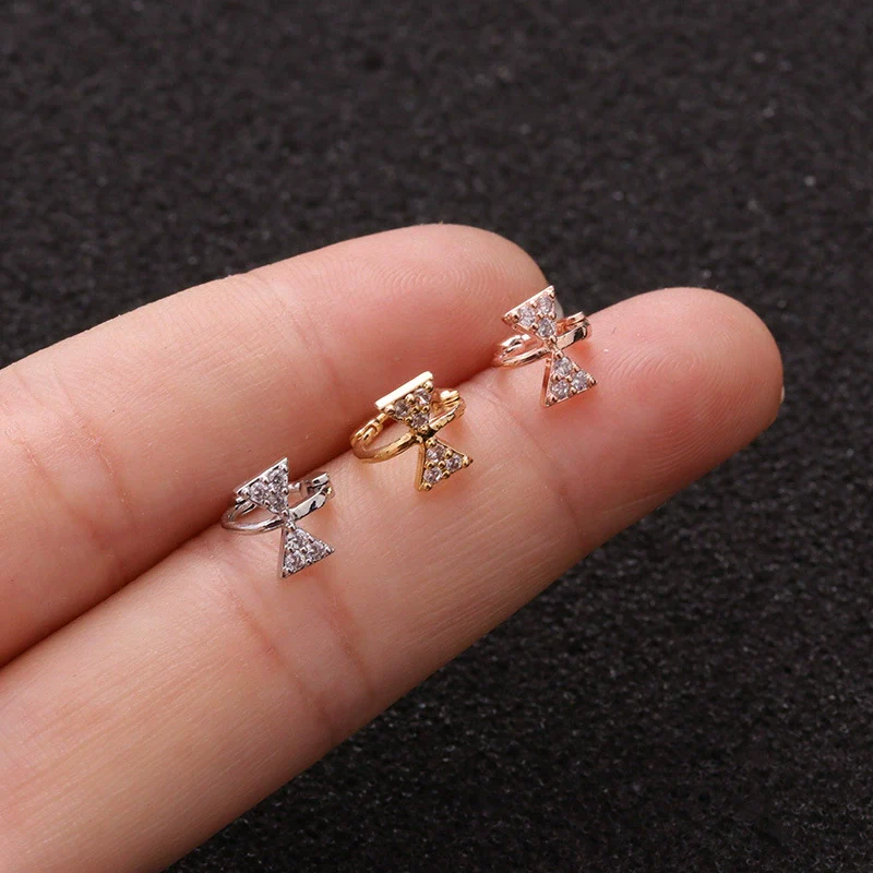 Wholesale Jewelry Copper Inlaid Zircon Flowers Women's Cartilage Earrings - Image 2