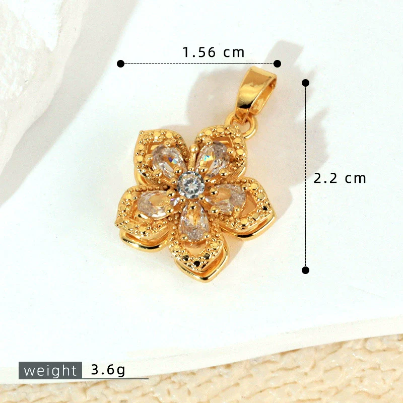 Wholesale Jewelry Copper Micropaved Flower And Leaf Shaped Zircon Pendant Necklace Bracelet Earrings Accessories - Image 6