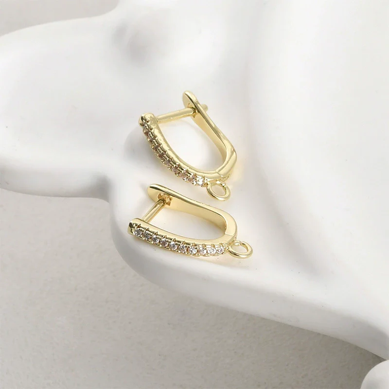Wholesale Jewelry Copper Ushaped Horseshoe Electroplated Zircon Earrings Handmade - Image 3