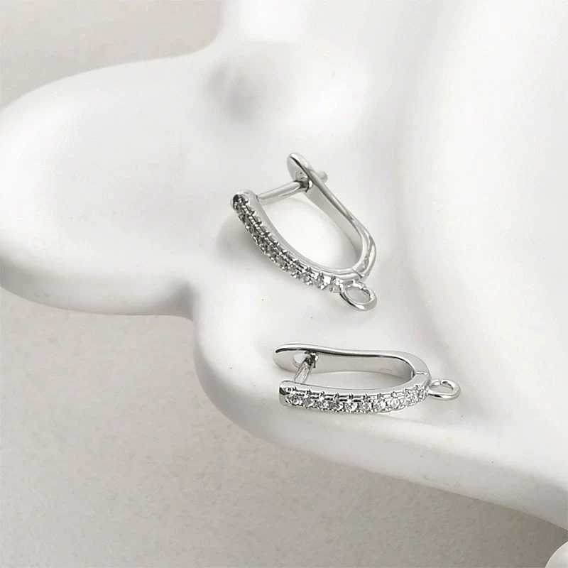 Wholesale Jewelry Copper Ushaped Horseshoe Electroplated Zircon Earrings Handmade - Image 4