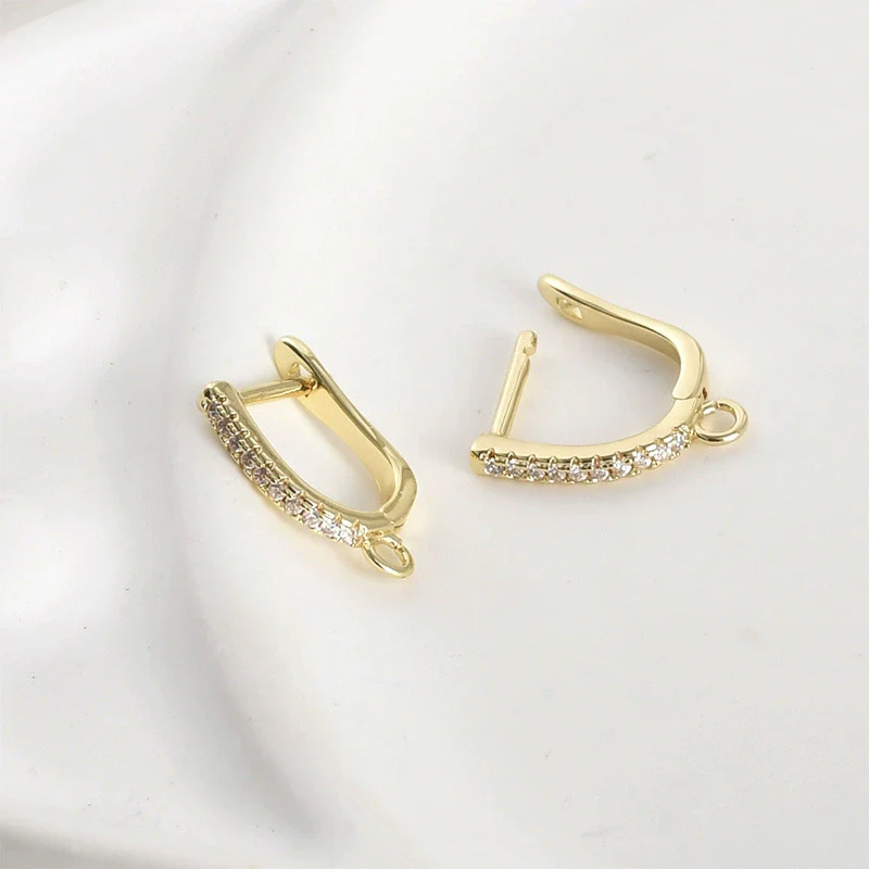 Wholesale Jewelry Copper Ushaped Horseshoe Electroplated Zircon Earrings Handmade - Image 5
