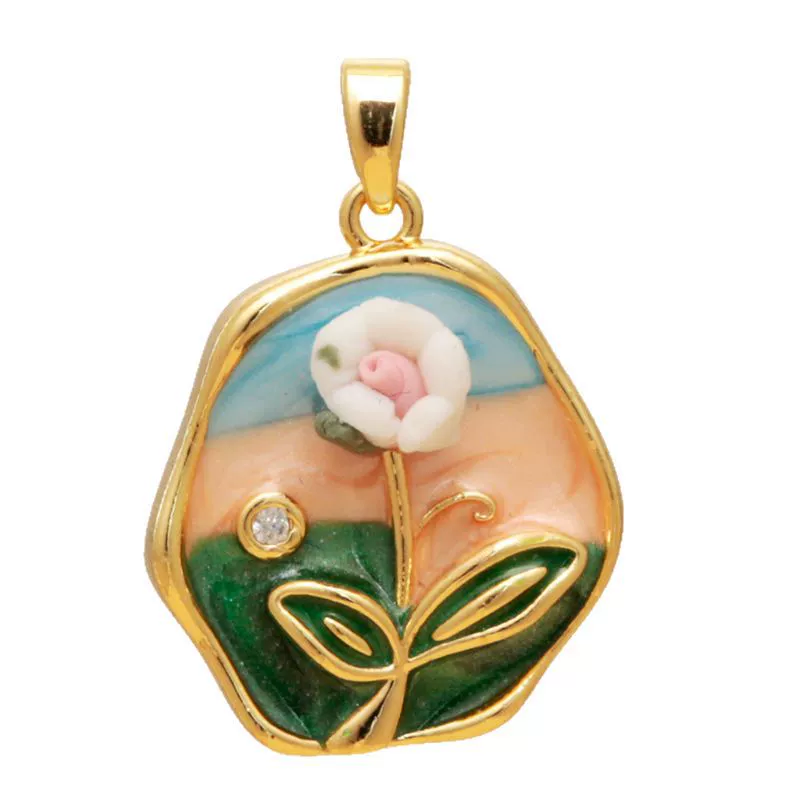 Wholesale Jewelry Copper Zircon Flower Oil Drop Pendant Necklace Light Luxury Style - Image 5