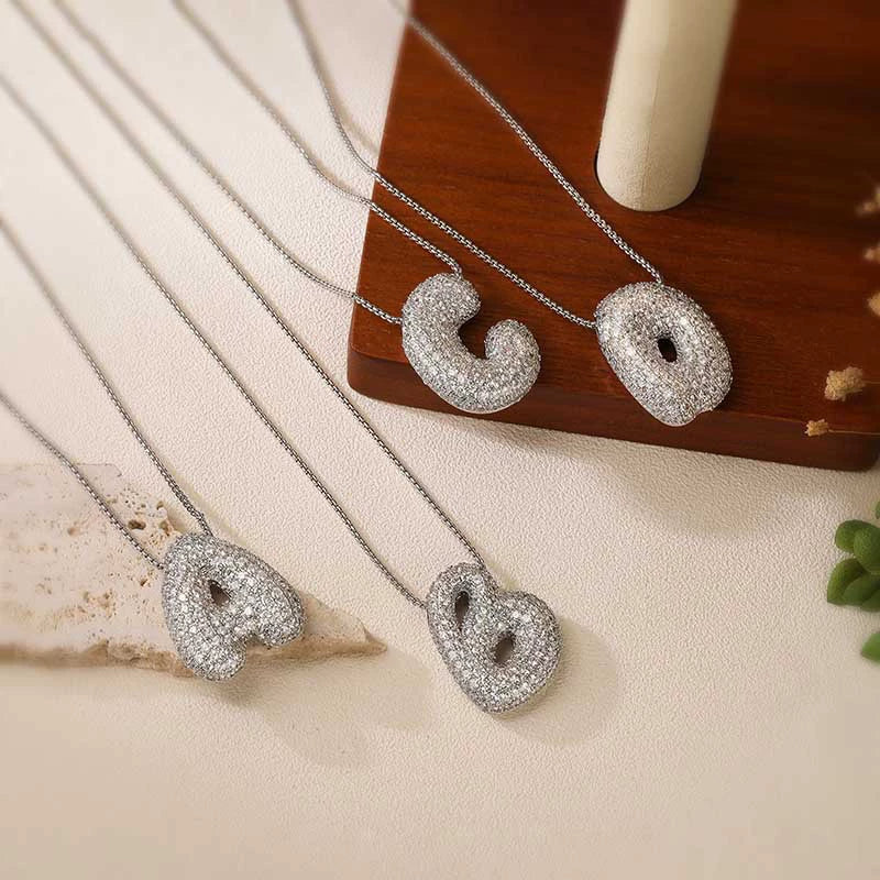 Wholesale Jewelry Copper Zirconia Alphabet Necklace Fashion Light Luxury Box Chain - Image 3