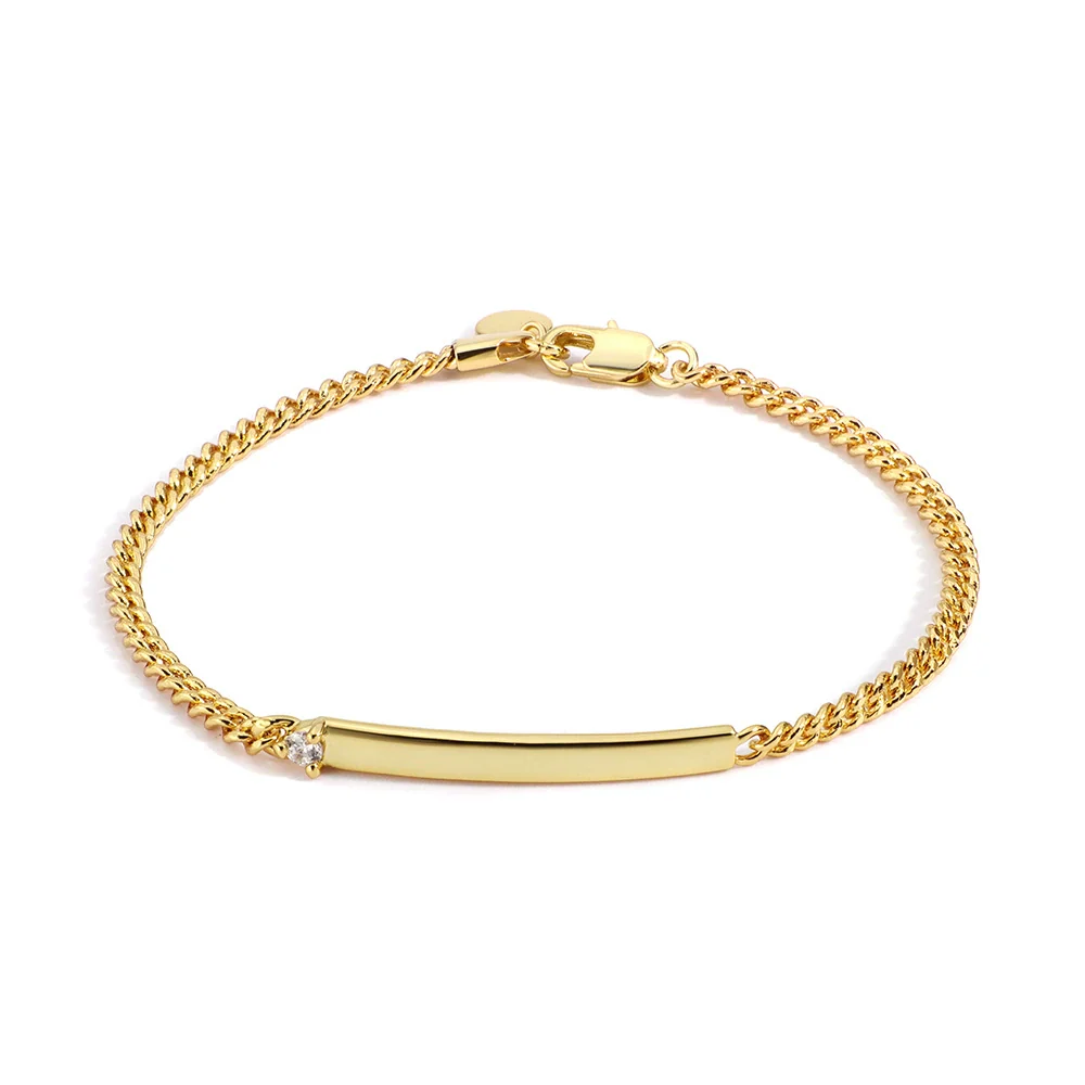 Wholesale Jewelry Cuban Chain Bracelet Copper 18K Gold Plated Geometric Diamond Female Couple Style - Image 5