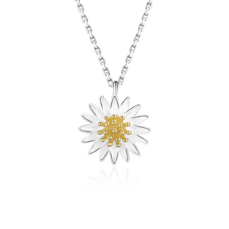 Wholesale Jewelry Daisy Style 925 Sterling Silver Necklace With Electroplating Treatment - Image 5