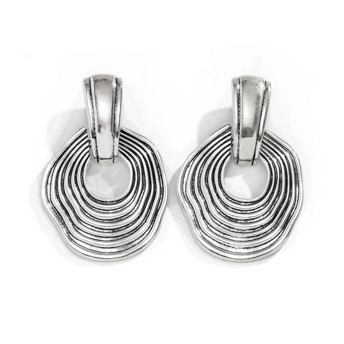 Wholesale Jewelry Exaggerated Geometric Alloy Electroplated Irregular Corrugated Earrings For Women - Image 5