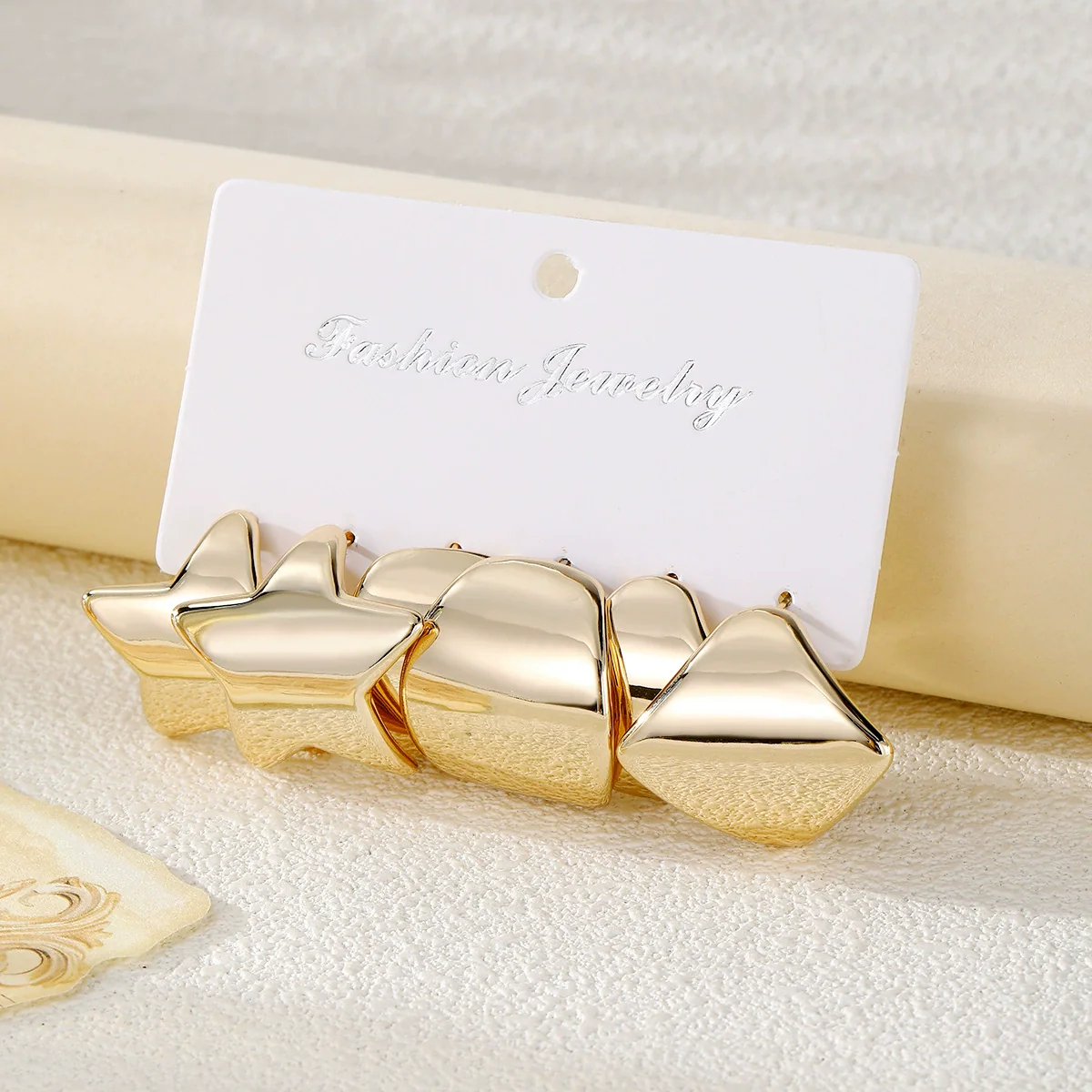 Wholesale Jewelry Exaggerated Geometric Plastic Resin Electroplated Earrings For Women - Image 3