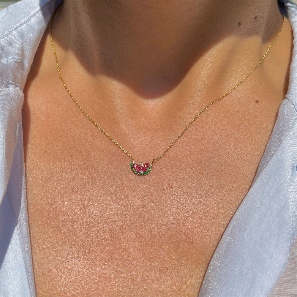 Wholesale Jewelry Fruit Shaped Pendant Necklace Copper Inlaid Zircon - Image 3