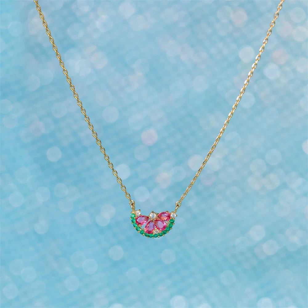 Wholesale Jewelry Fruit Shaped Pendant Necklace Copper Inlaid Zircon - Image 4