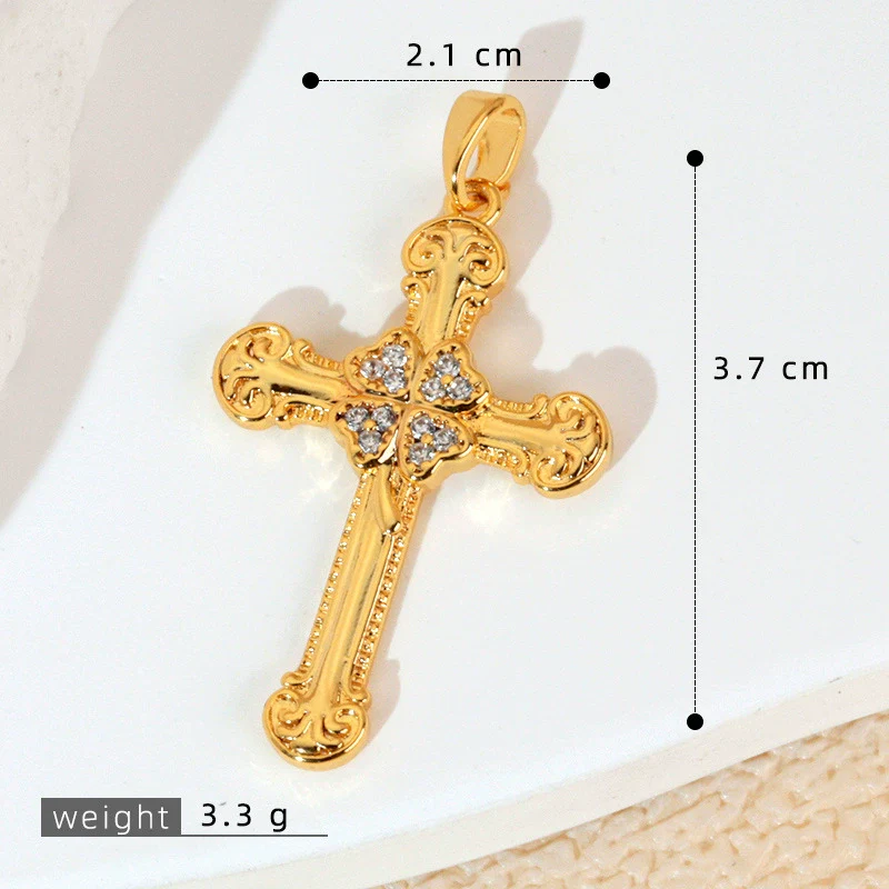 Wholesale Jewelry Geometric Copper Cross Pendant Necklace Hiphop Style Electroplated For Men And Women - Image 10