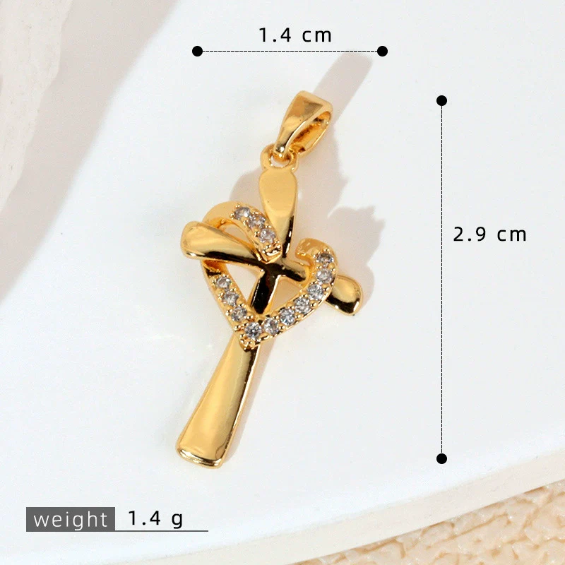 Wholesale Jewelry Geometric Copper Cross Pendant Necklace Hiphop Style Electroplated For Men And Women - Image 11