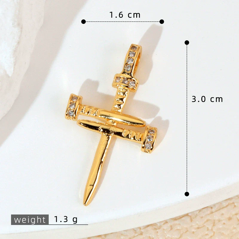 Wholesale Jewelry Geometric Copper Cross Pendant Necklace Hiphop Style Electroplated For Men And Women - Image 12