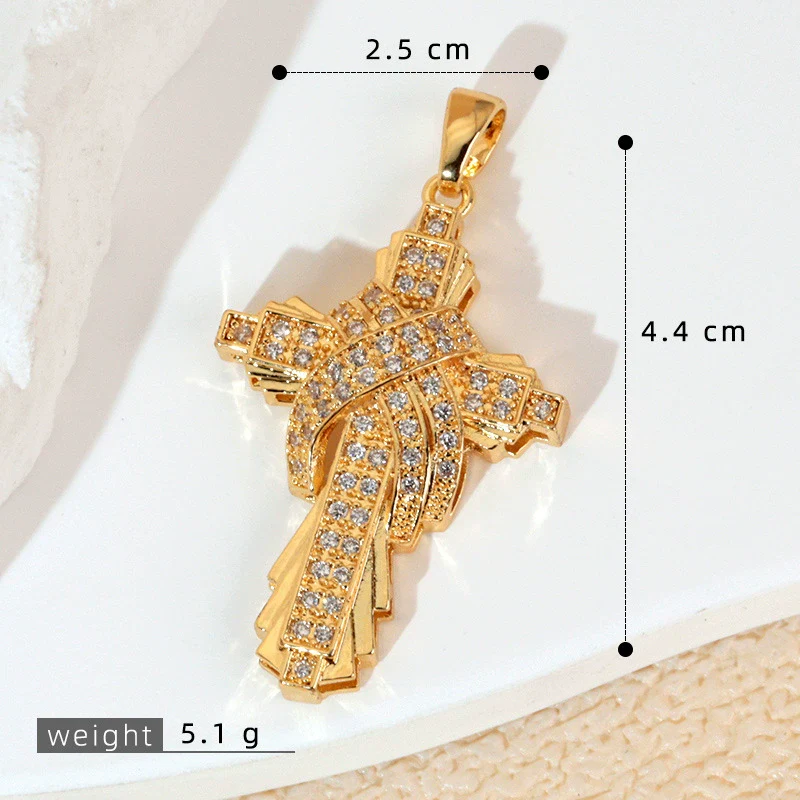 Wholesale Jewelry Geometric Copper Cross Pendant Necklace Hiphop Style Electroplated For Men And Women - Image 15