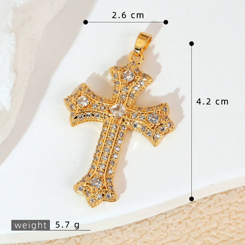 Wholesale Jewelry Geometric Copper Cross Pendant Necklace Hiphop Style Electroplated For Men And Women - Image 16