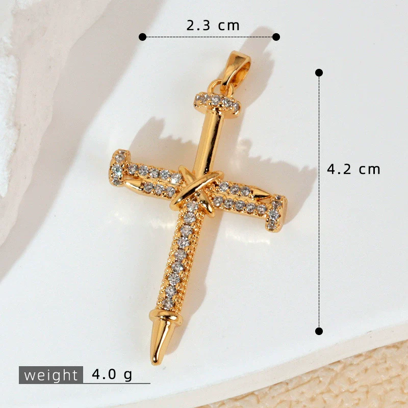 Wholesale Jewelry Geometric Copper Cross Pendant Necklace Hiphop Style Electroplated For Men And Women - Image 18