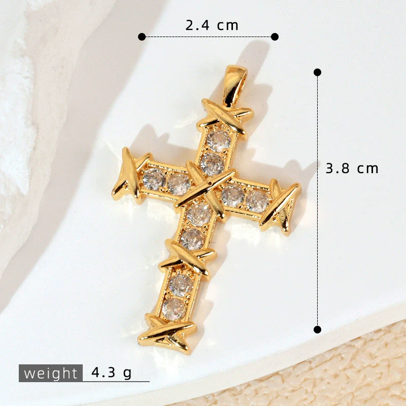 Wholesale Jewelry Geometric Copper Cross Pendant Necklace Hiphop Style Electroplated For Men And Women - Image 20
