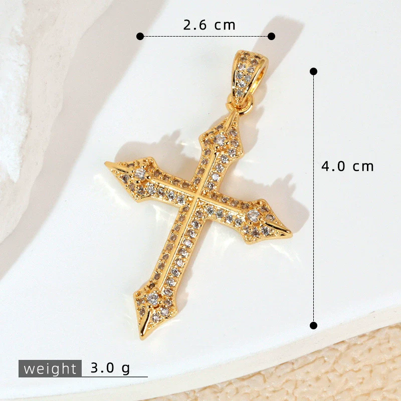 Wholesale Jewelry Geometric Copper Cross Pendant Necklace Hiphop Style Electroplated For Men And Women - Image 21