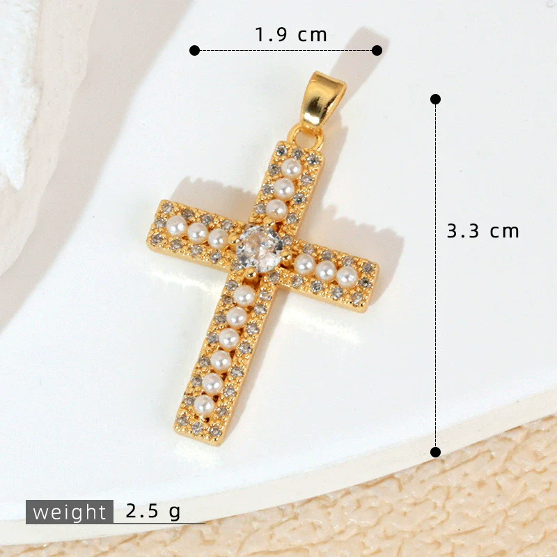 Wholesale Jewelry Geometric Copper Cross Pendant Necklace Hiphop Style Electroplated For Men And Women - Image 25
