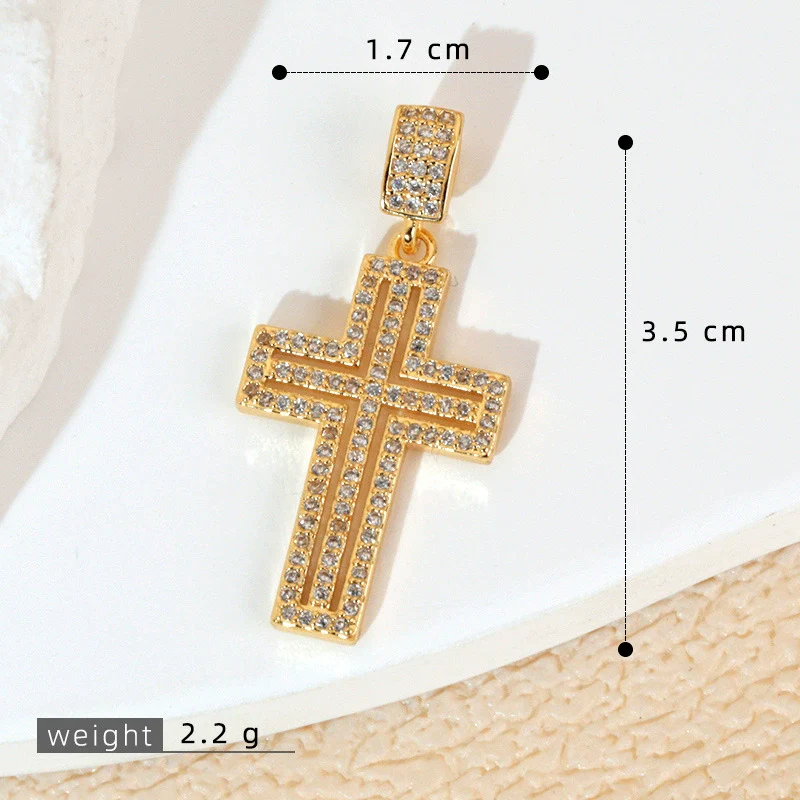 Wholesale Jewelry Geometric Copper Cross Pendant Necklace Hiphop Style Electroplated For Men And Women - Image 28
