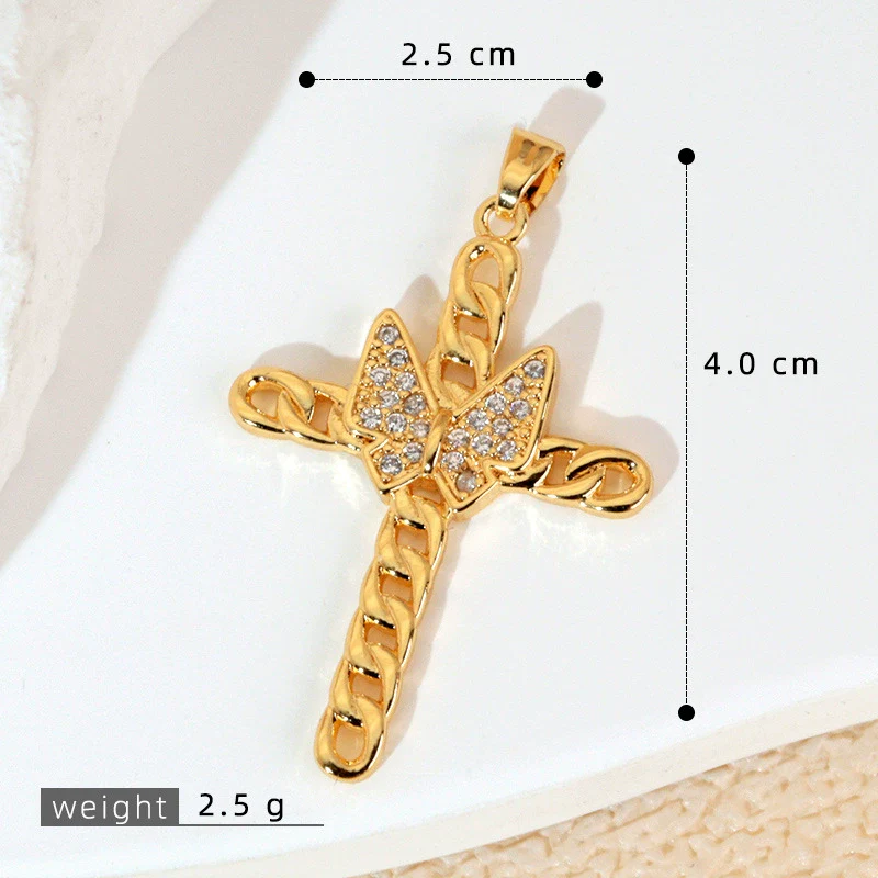 Wholesale Jewelry Geometric Copper Cross Pendant Necklace Hiphop Style Electroplated For Men And Women - Image 29