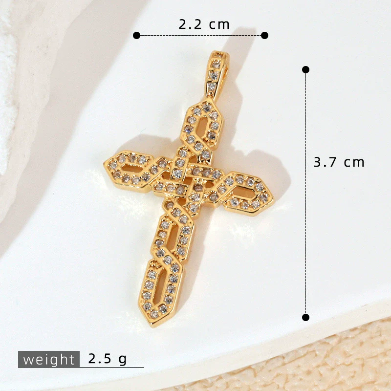 Wholesale Jewelry Geometric Copper Cross Pendant Necklace Hiphop Style Electroplated For Men And Women - Image 31