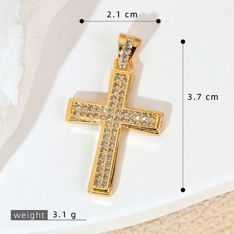 Wholesale Jewelry Geometric Copper Cross Pendant Necklace Hiphop Style Electroplated For Men And Women - Image 32