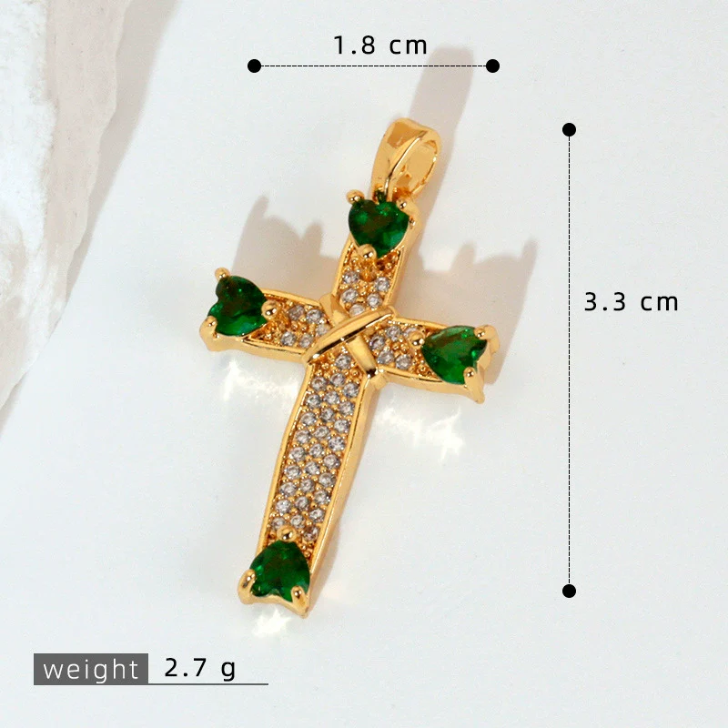 Wholesale Jewelry Geometric Copper Cross Pendant Necklace Hiphop Style Electroplated For Men And Women - Image 33