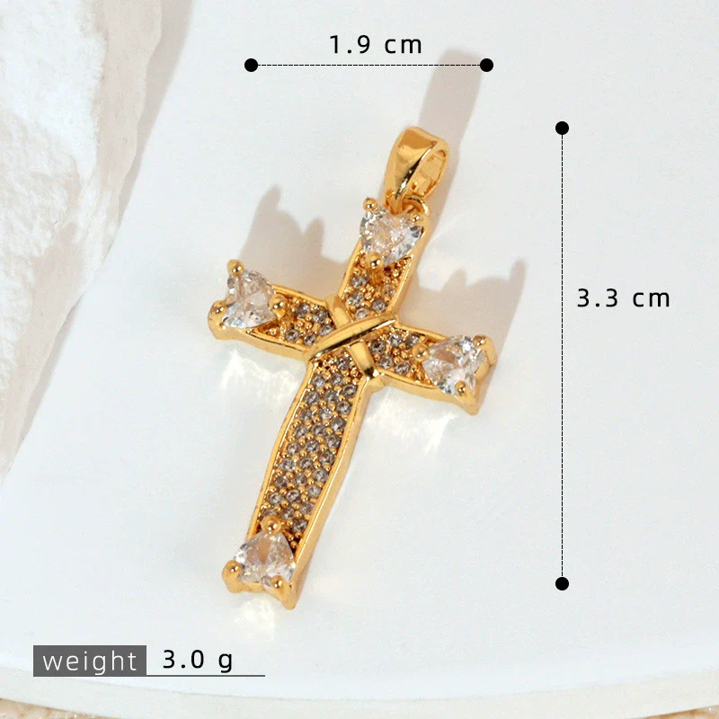Wholesale Jewelry Geometric Copper Cross Pendant Necklace Hiphop Style Electroplated For Men And Women - Image 34