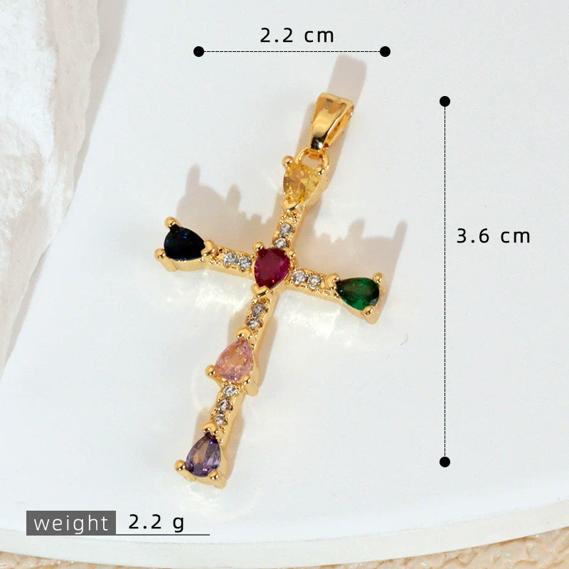 Wholesale Jewelry Geometric Copper Cross Pendant Necklace Hiphop Style Electroplated For Men And Women - Image 36