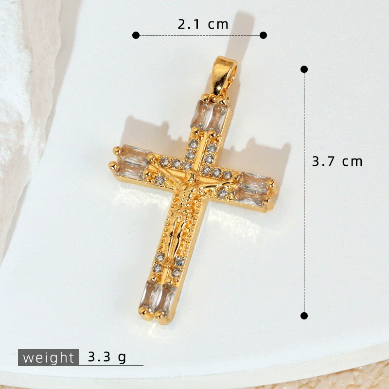 Wholesale Jewelry Geometric Copper Cross Pendant Necklace Hiphop Style Electroplated For Men And Women - Image 38
