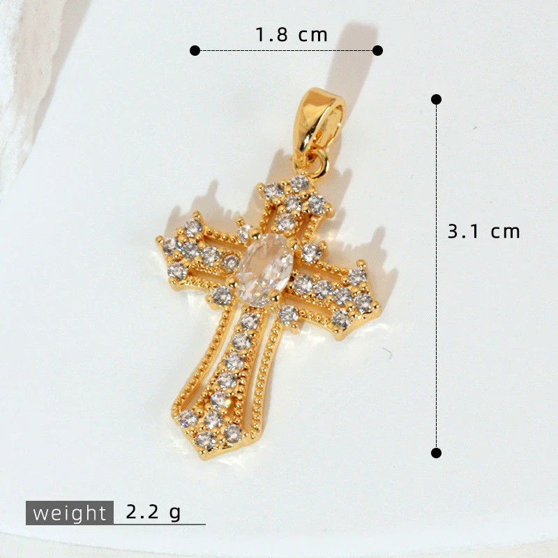 Wholesale Jewelry Geometric Copper Cross Pendant Necklace Hiphop Style Electroplated For Men And Women - Image 39