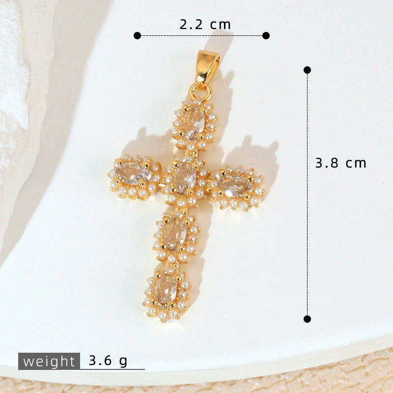 Wholesale Jewelry Geometric Copper Cross Pendant Necklace Hiphop Style Electroplated For Men And Women - Image 41