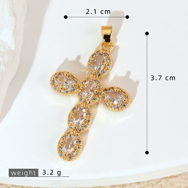 Wholesale Jewelry Geometric Copper Cross Pendant Necklace Hiphop Style Electroplated For Men And Women - Image 42