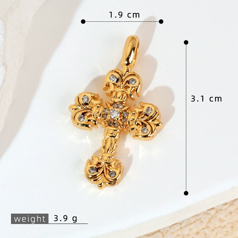 Wholesale Jewelry Geometric Copper Cross Pendant Necklace Hiphop Style Electroplated For Men And Women - Image 6