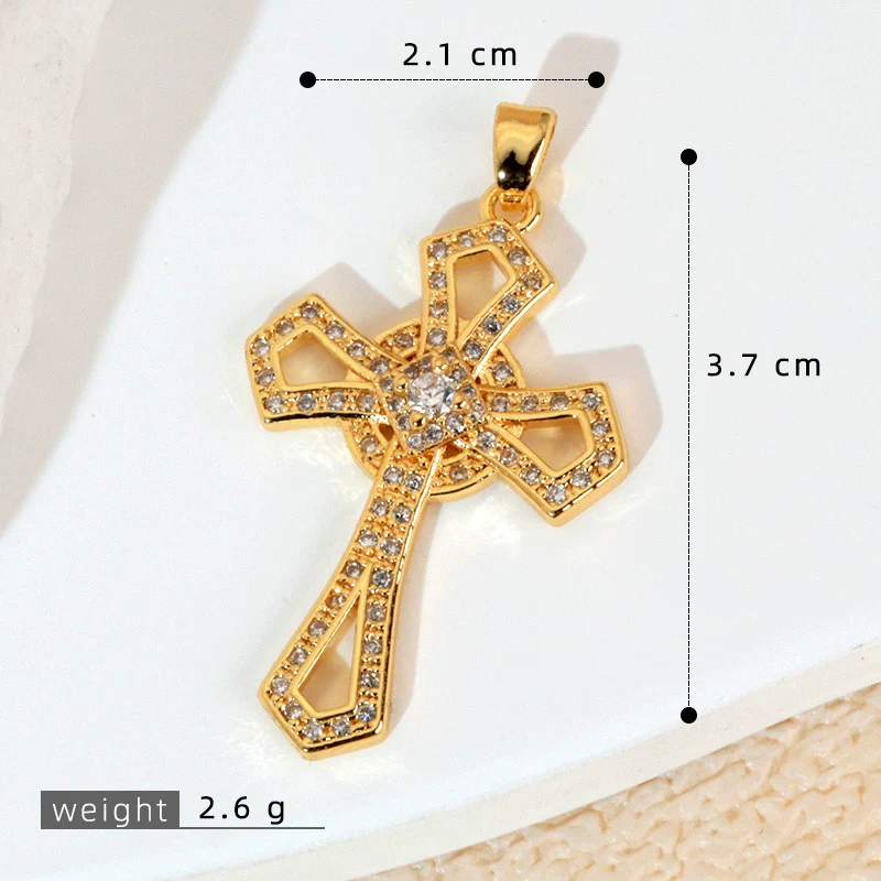 Wholesale Jewelry Geometric Copper Cross Pendant Necklace Hiphop Style Electroplated For Men And Women - Image 8